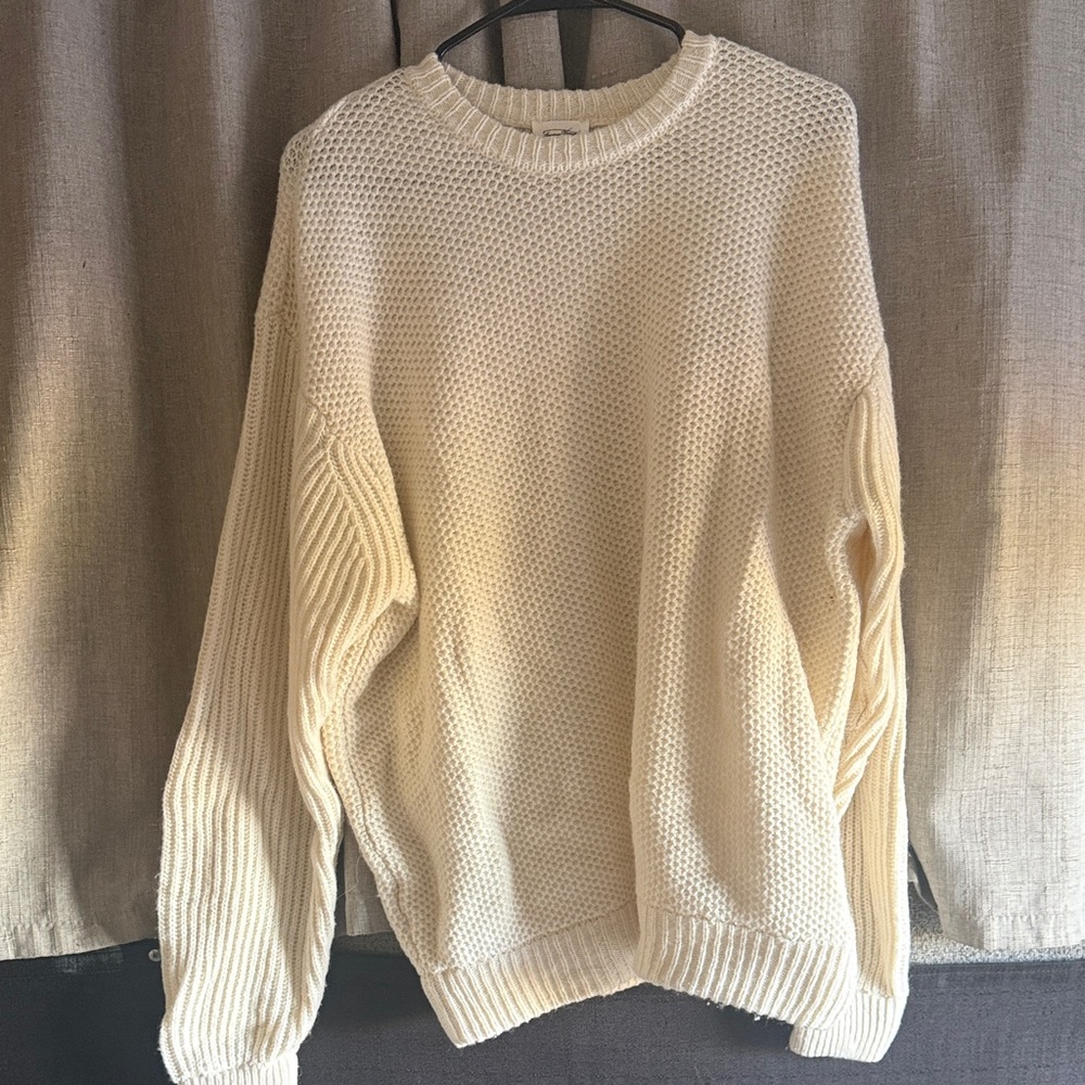 American Vintage Men's Cream Wool Oversized Sweater S